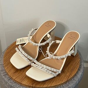 A New Day Women's Cream Pearl-Embellished Heels